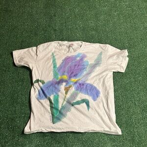 Vintage Graphic T-Shirt with Purple Iris